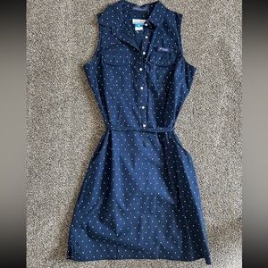 Navy Blue Polka Dot Sleeveless Dress